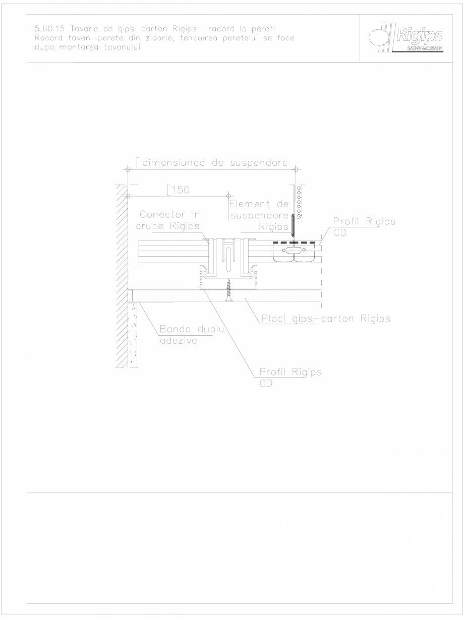 Pagina 1-CAD-DWG Tavane de gips-carton Rigips- racord la pereti 5.60.15 Saint-Gobain Rigips Detaliu de montaj...
