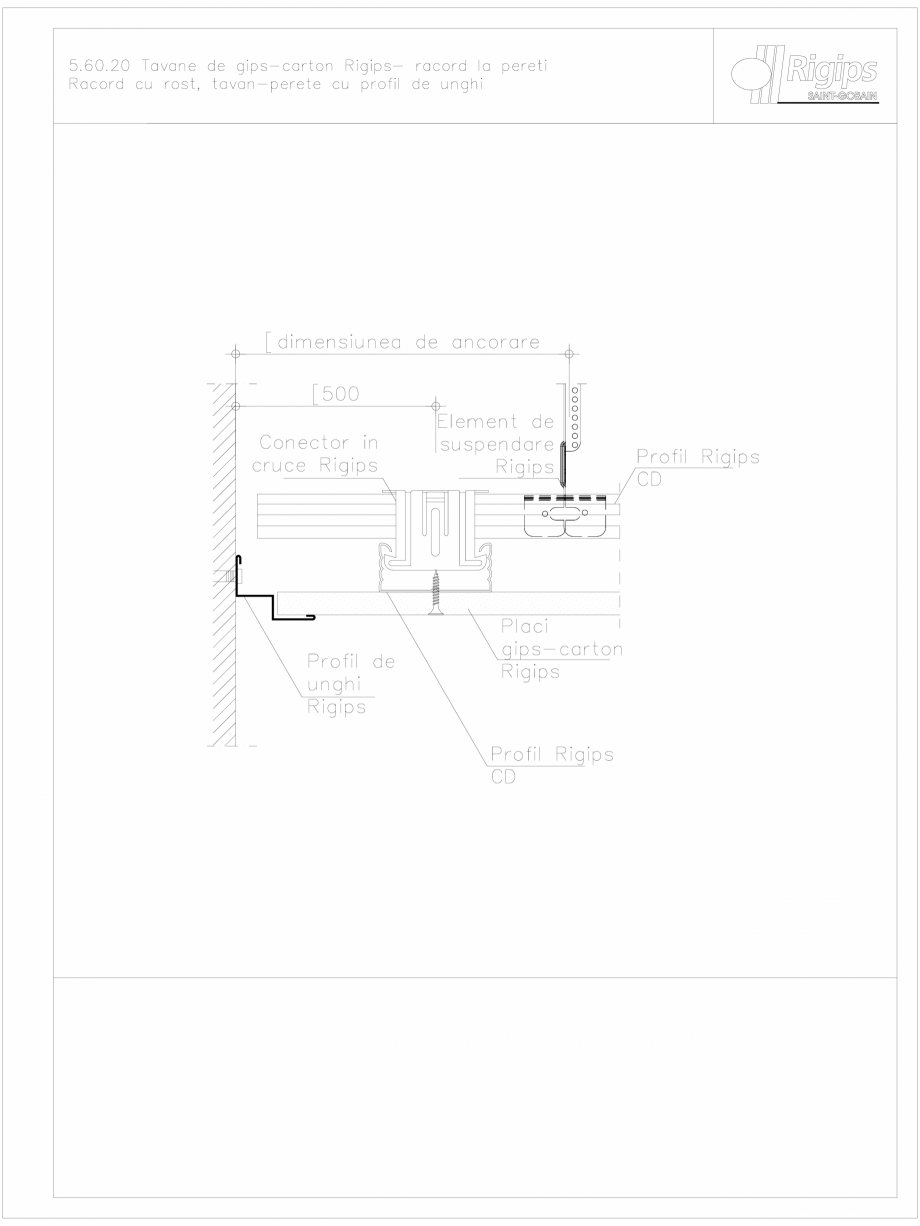 Pagina 1-CAD-DWG Tavane de gips-carton Rigips- racord la pereti 5.60.20 Saint-Gobain Rigips Detaliu de montaj...