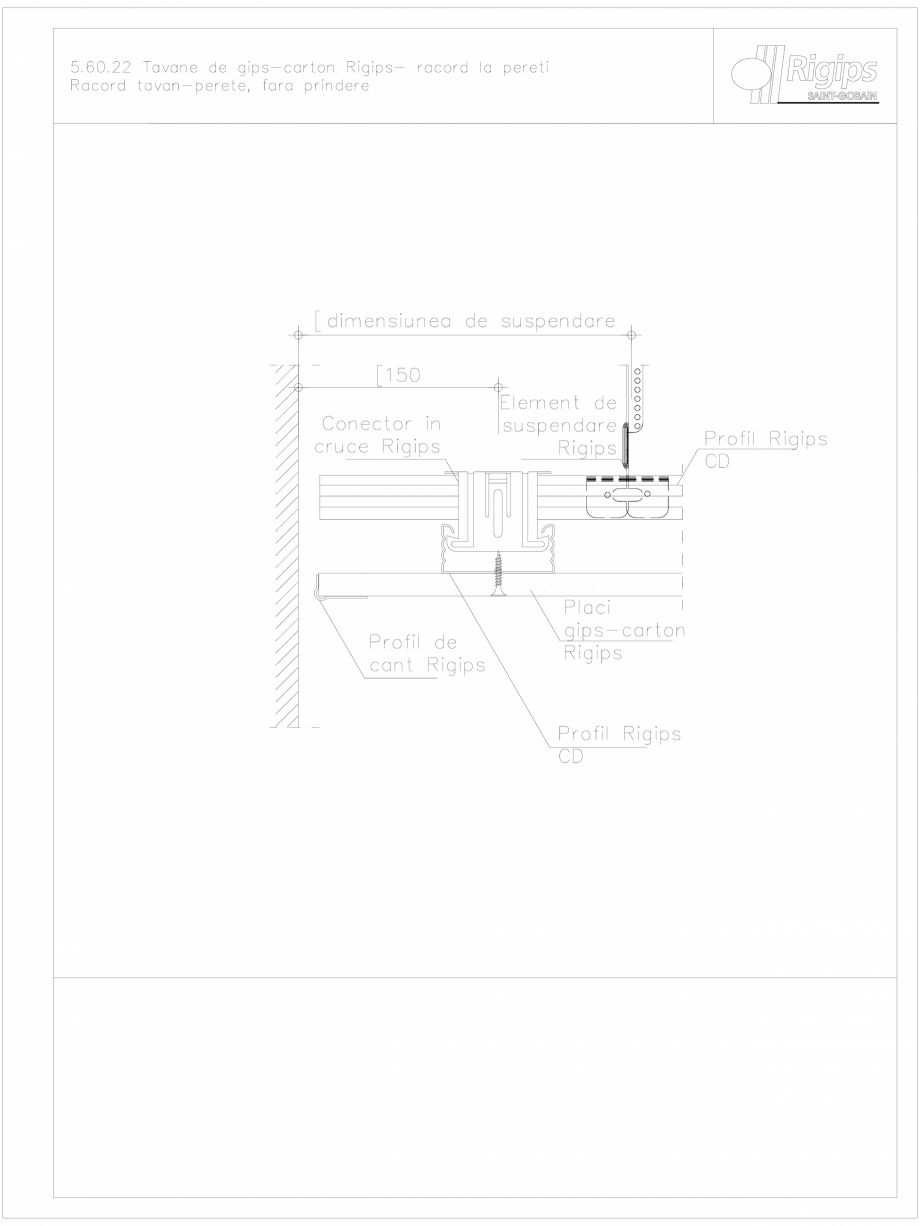 Pagina 1-CAD-DWG Tavane de gips-carton Rigips- racord la pereti 5.60.22 Saint-Gobain Rigips Detaliu de montaj...