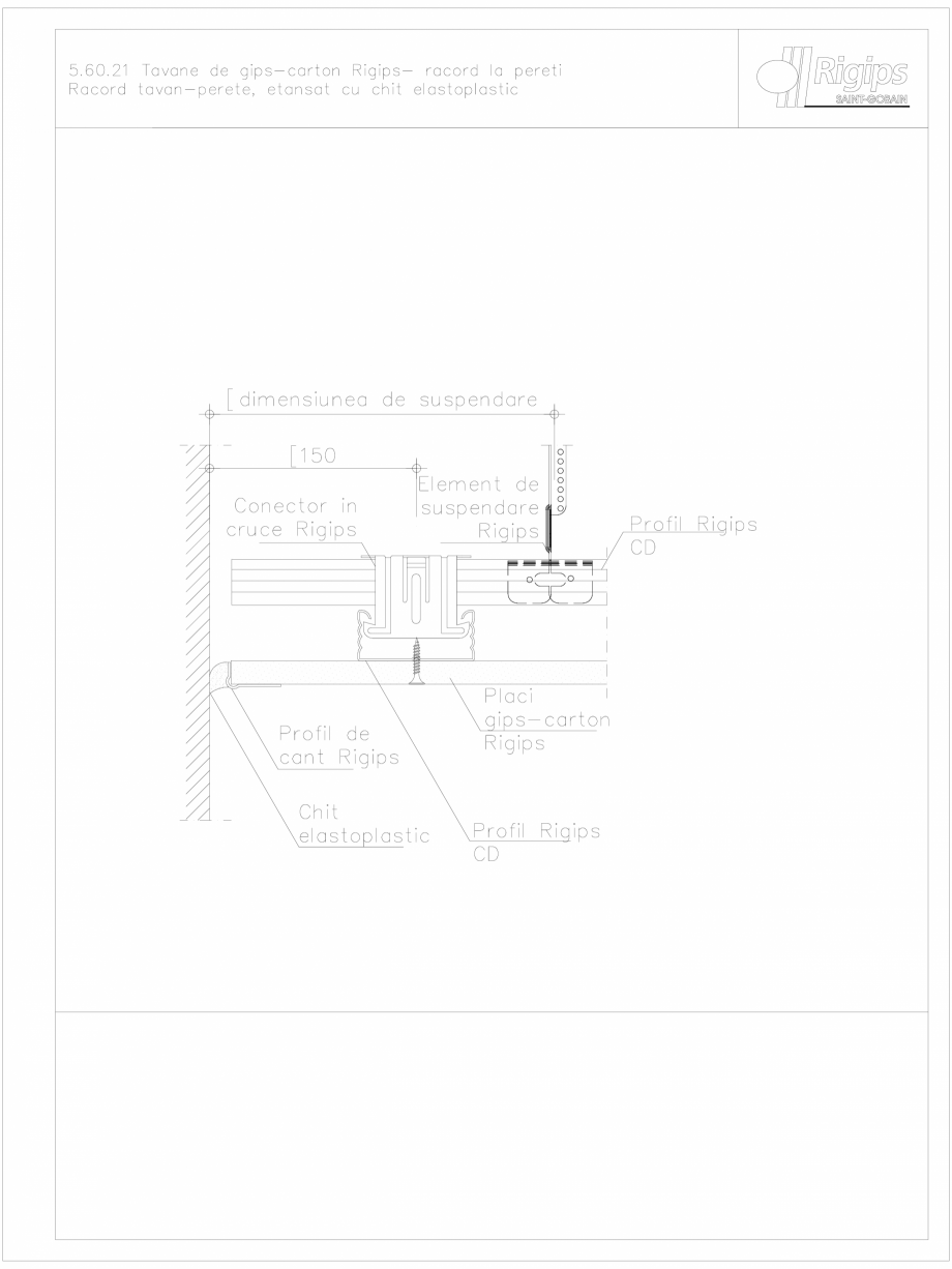 Pagina 1-CAD-DWG Tavane de gips-carton Rigips- racord la pereti 5.60.21 Saint-Gobain Rigips Detaliu de montaj...