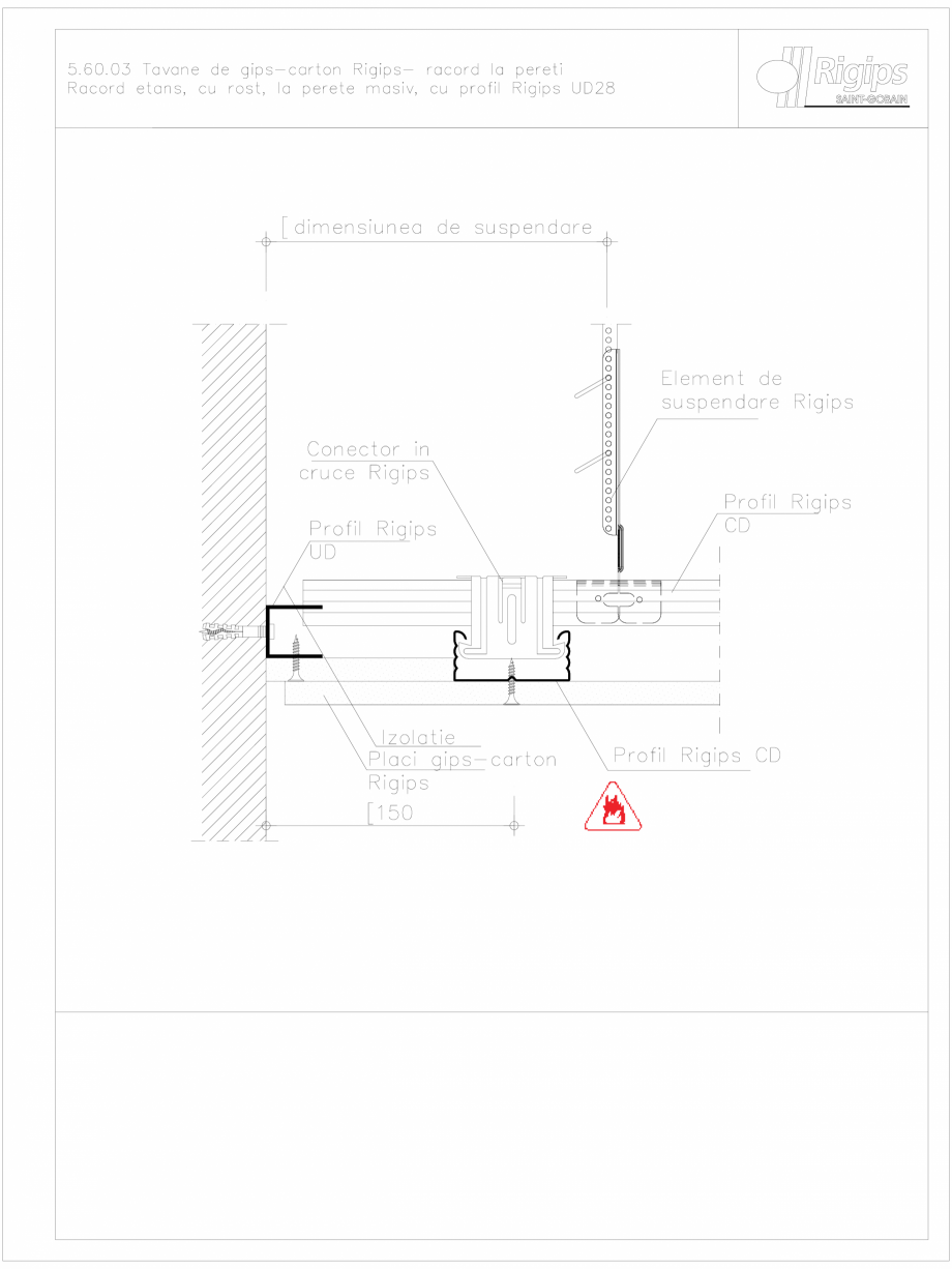 Pagina 1-CAD-DWG Tavane de gips-carton Rigips- racord la pereti 5.60.03 Saint-Gobain Rigips Detaliu de montaj...