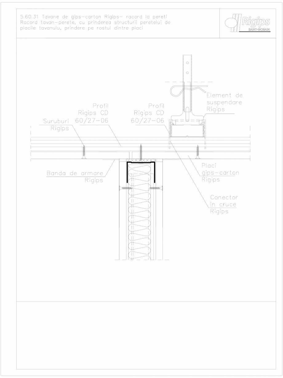 Pagina 1-CAD-DWG Tavane de gips-carton Rigips- racord la pereti 5.60.31 Saint-Gobain Rigips Detaliu de montaj...