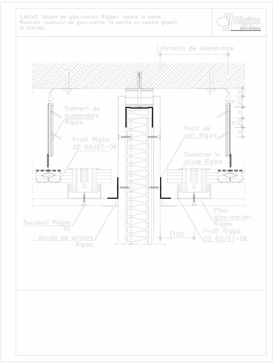 Pagina 1-CAD-DWG Tavane de gips-carton Rigips- racord la pereti 5.60.40 Saint-Gobain Rigips Detaliu de montaj...