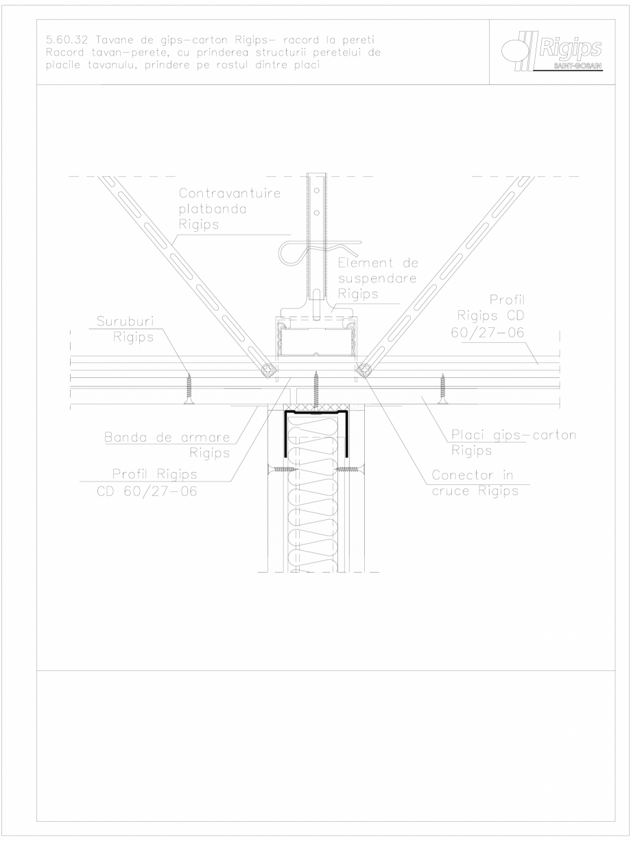 Pagina 1-CAD-DWG Tavane de gips-carton Rigips- racord la pereti 5.60.32 Saint-Gobain Rigips Detaliu de montaj...