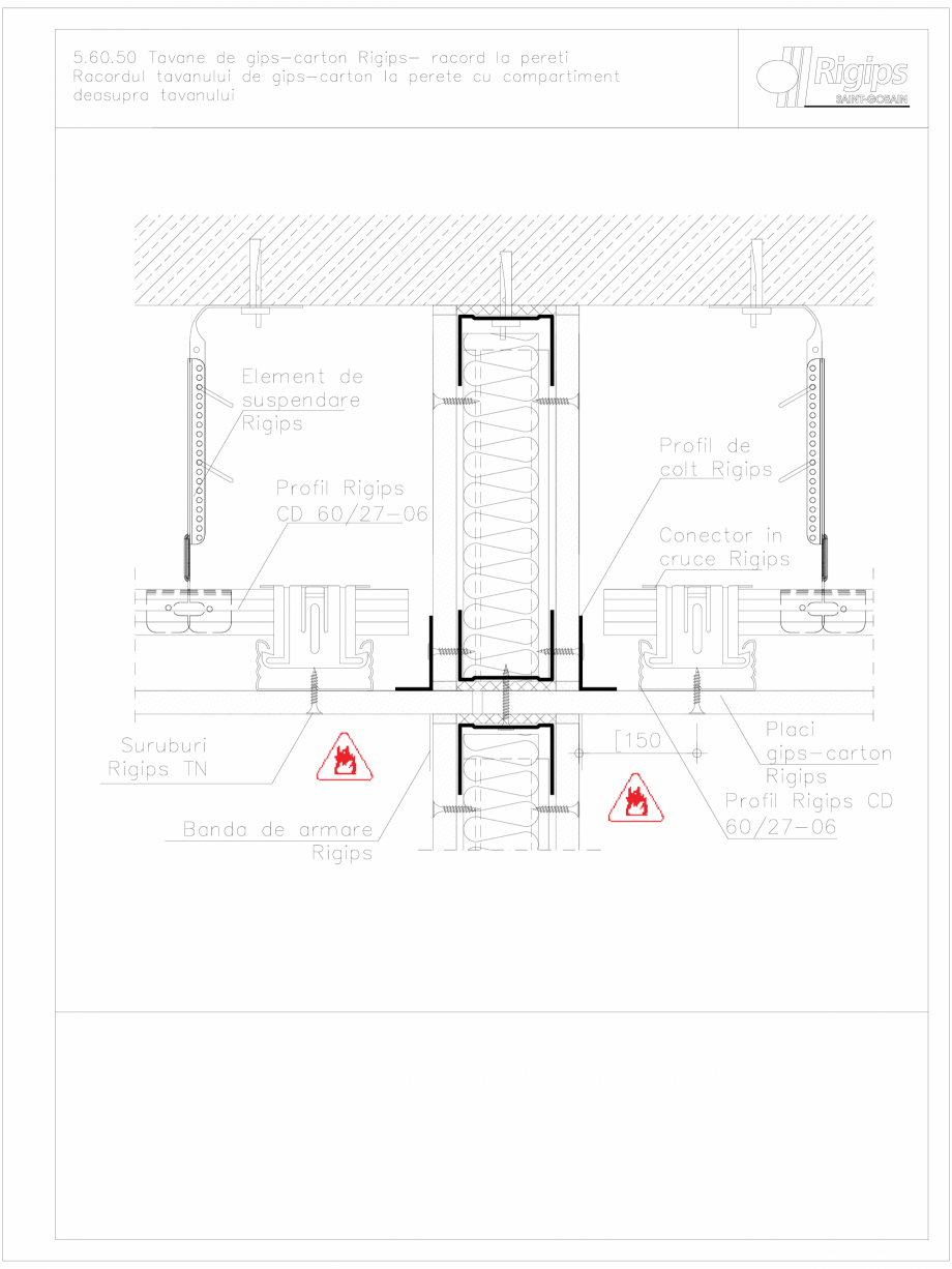 Pagina 1-CAD-DWG Tavane de gips-carton Rigips- racord la pereti 5.60.50 Saint-Gobain Rigips Detaliu de montaj...