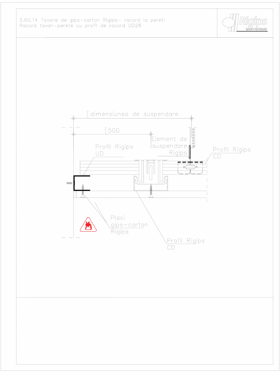 Pagina 1-CAD-DWG Tavane de gips-carton Rigips- racord la pereti 5.60.14 Saint-Gobain Rigips Detaliu de montaj...