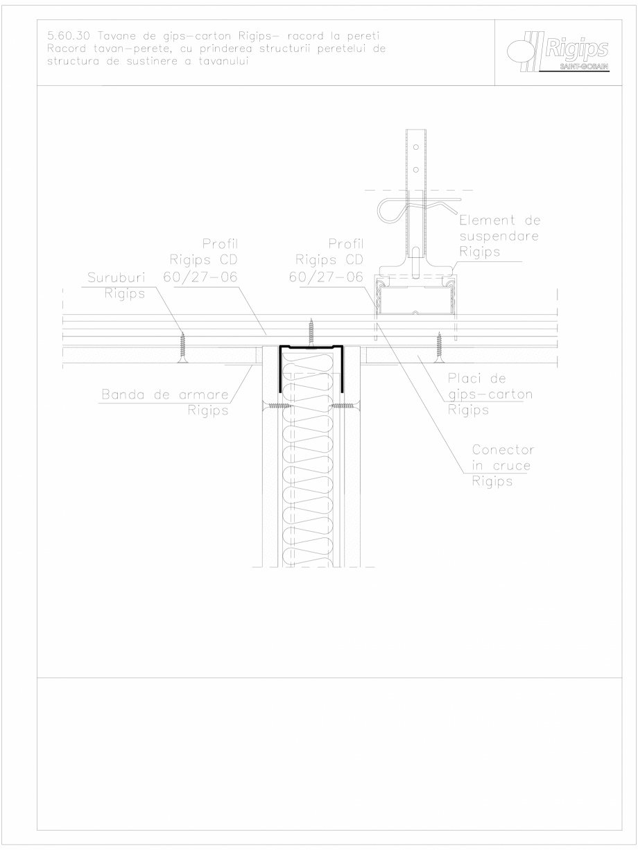 Pagina 1-CAD-DWG Tavane de gips-carton Rigips- racord la pereti 5.60.30 Saint-Gobain Rigips Detaliu de montaj...