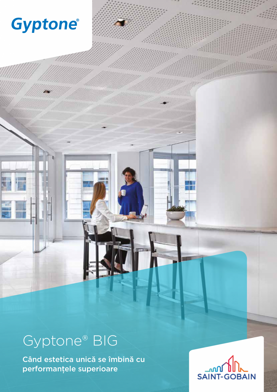 Pagina 1-Panouri acustice Saint-Gobain Rigips GYPTONE® BIG™ Catalog, brosura Romana Gyptone® BIG...