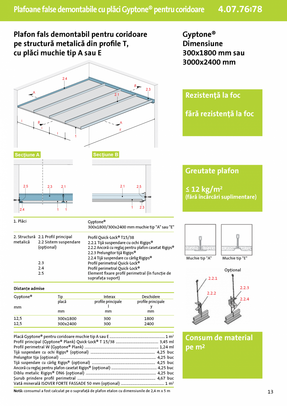 Pagina 1 - Plafoane false demontabile pe structură metalică din profile T cu placi Gyptone®...