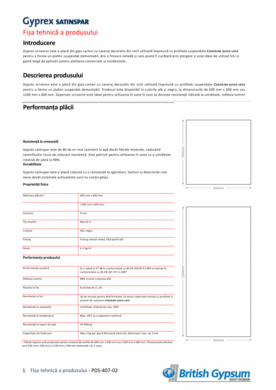 Pagina 1-Placa din gips-carton cu caseraj decorativ din vinil - Gyprex® SATINSPAR Saint-Gobain Rigips...