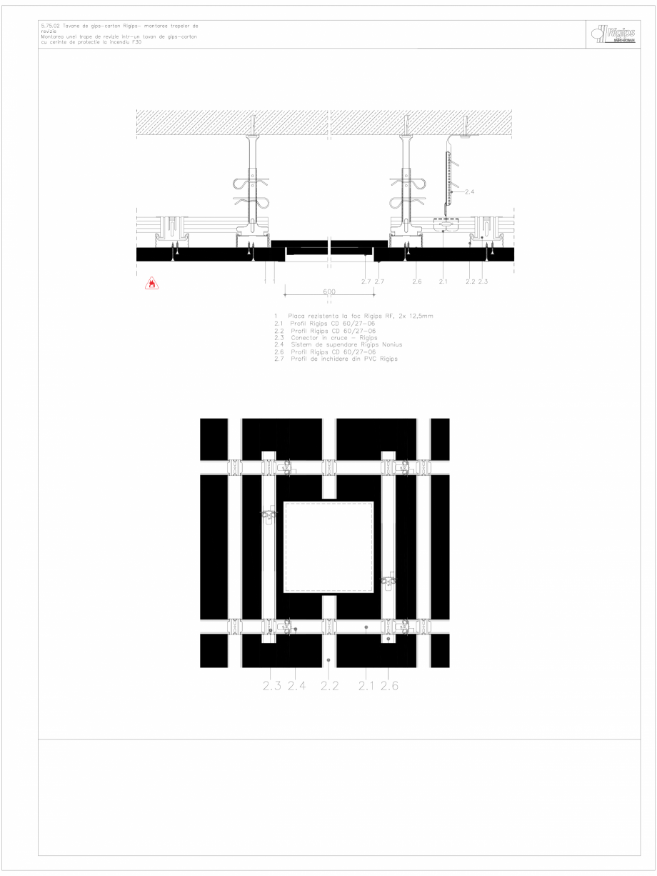 Pagina 1-CAD-DWG Tavane de gips-carton Rigips- montarea trapelor de revizie 5.75.02 - foc Saint-Gobain Rigips...