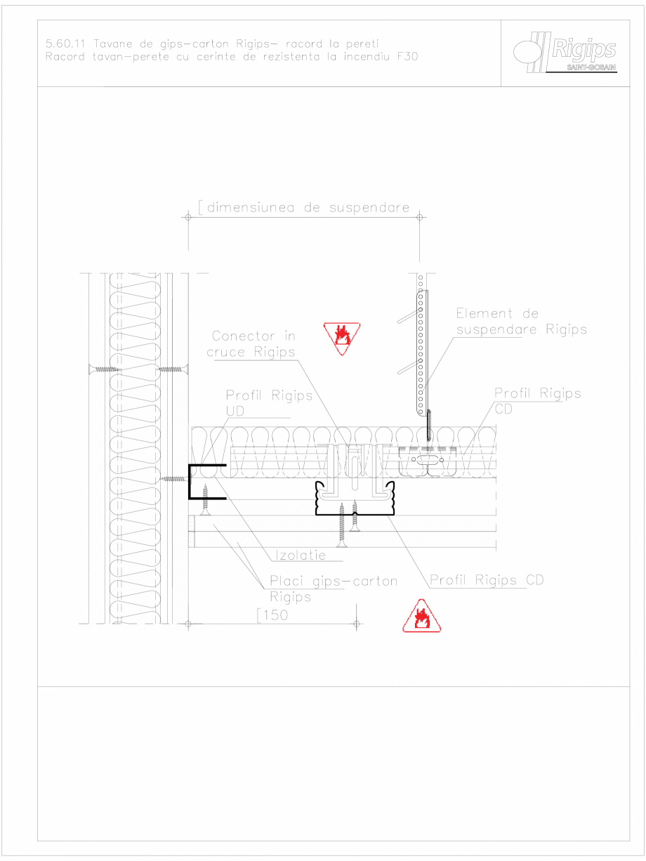 Pagina 1-CAD-DWG Tavane de gips-carton Rigips- racord la pereti 5.60.11 - foc Saint-Gobain Rigips Detaliu de ...