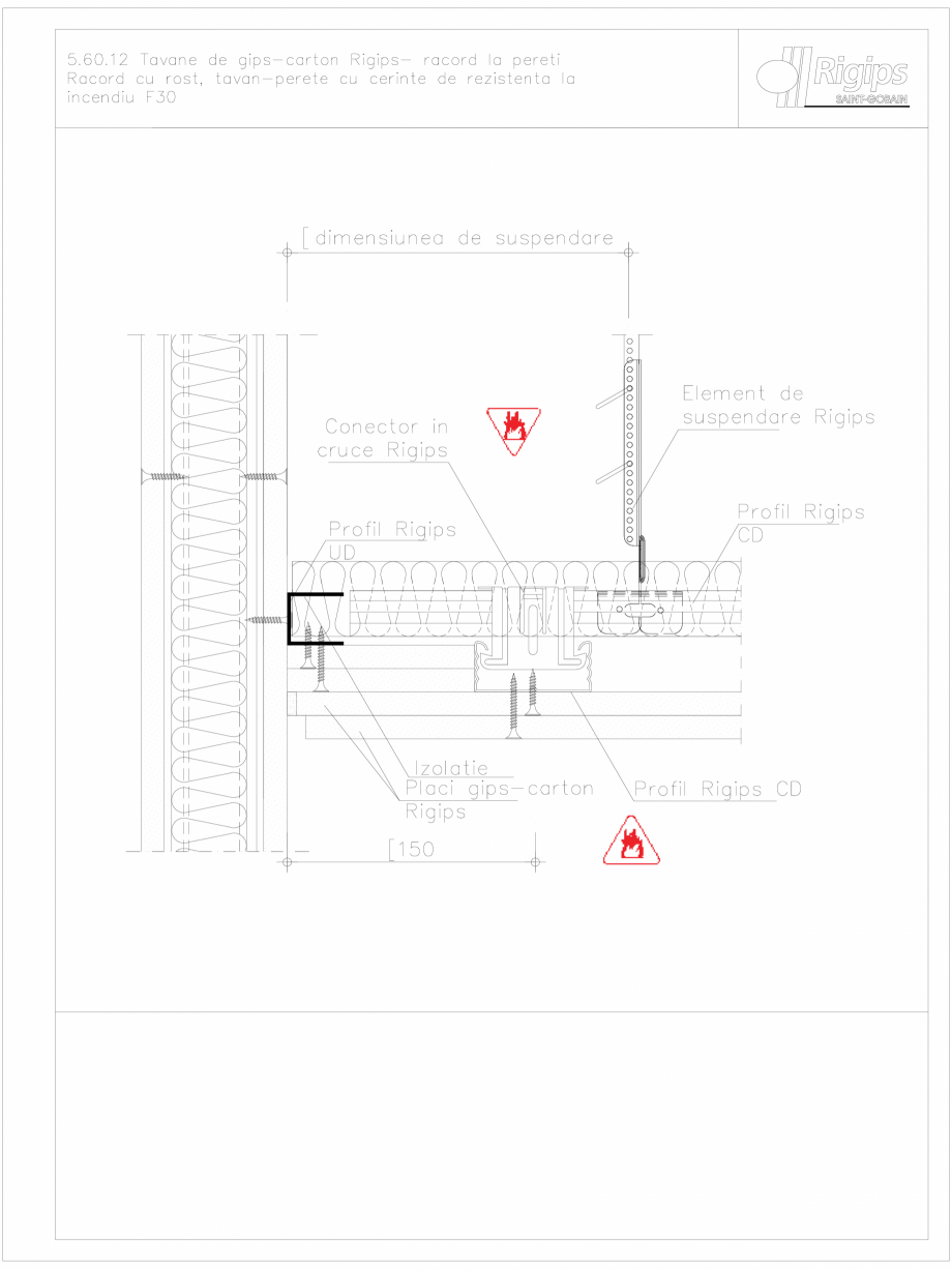 Pagina 1-CAD-DWG Tavane de gips-carton Rigips- racord la pereti 5.60.12 - foc Saint-Gobain Rigips Detaliu de ...
