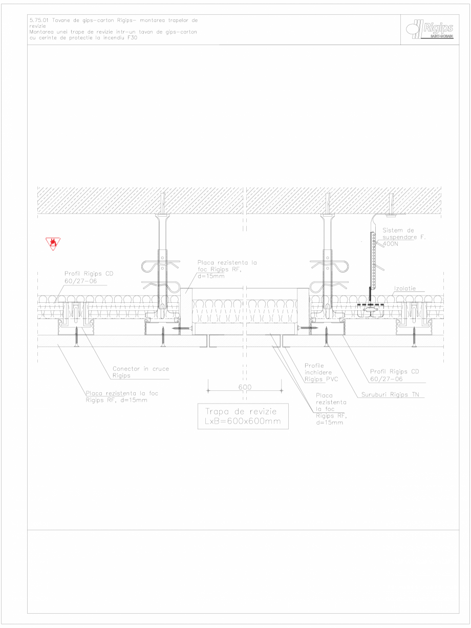 Pagina 1 - CAD-DWG Tavane de gips-carton Rigips- montarea trapelor de revizie 5.75.01 - foc...