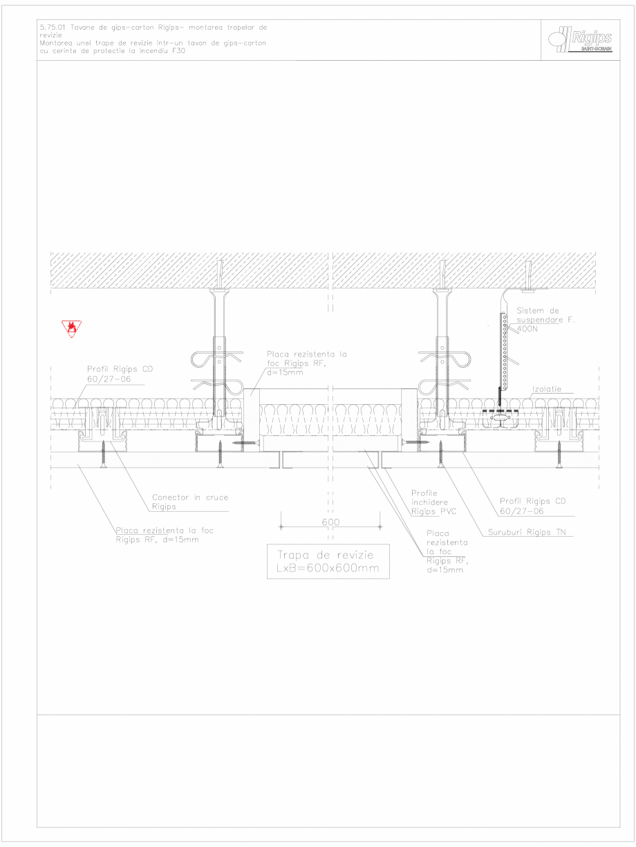 Pagina 1-CAD-DWG Tavane de gips-carton Rigips- montarea trapelor de revizie 5.75.01 - foc Saint-Gobain Rigips...