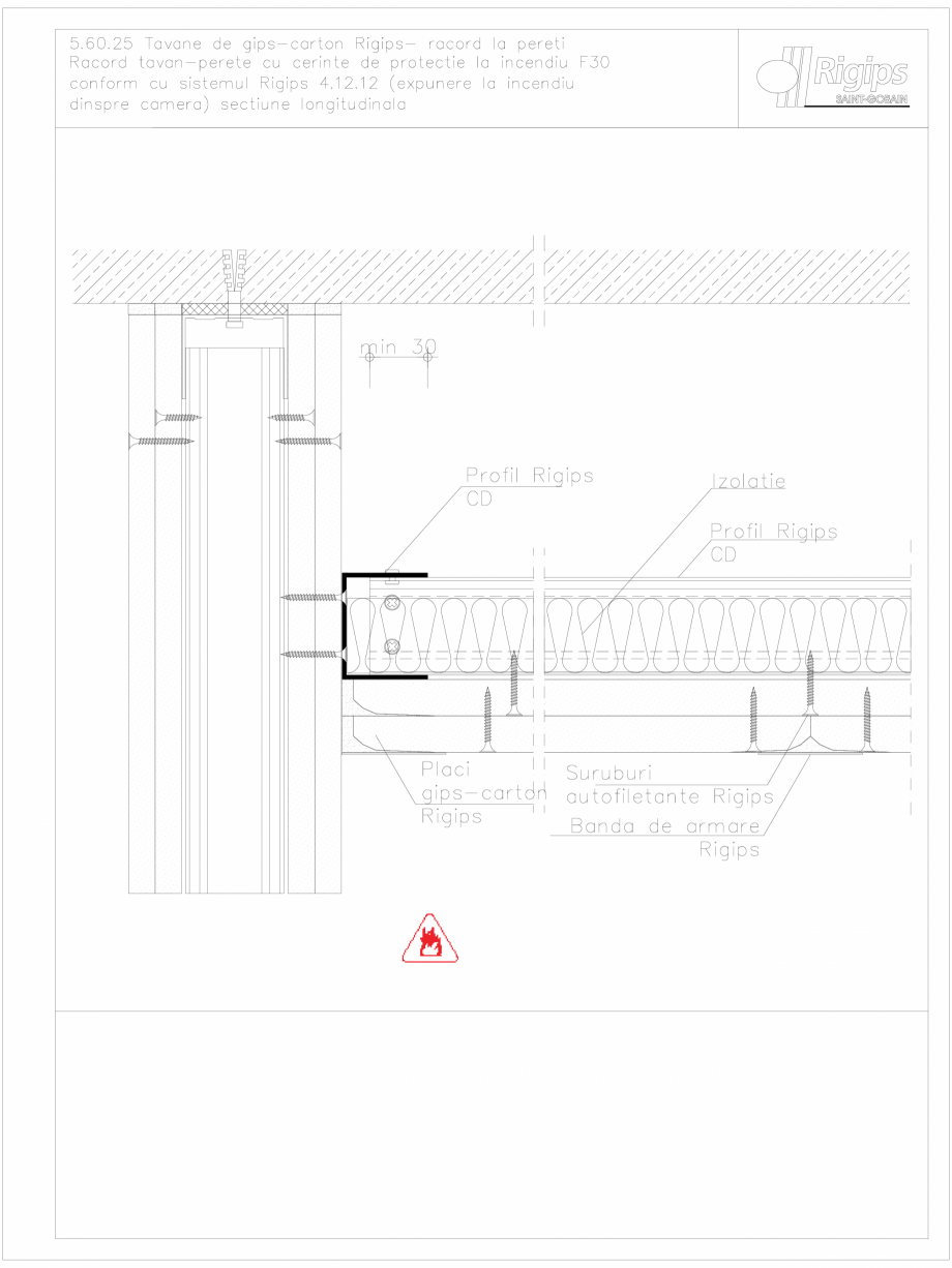 Pagina 1-CAD-DWG Tavane de gips-carton Rigips- racord la pereti 5.60.25 - foc Saint-Gobain Rigips Detaliu de ...