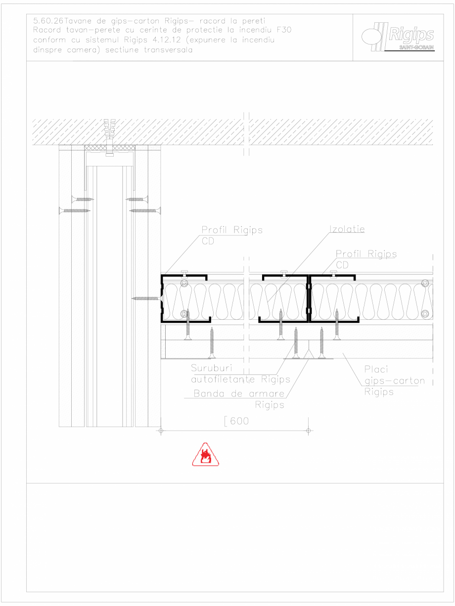 Pagina 1-CAD-DWG Tavane de gips-carton Rigips- racord la pereti 5.60.26 - foc Saint-Gobain Rigips Detaliu de ...