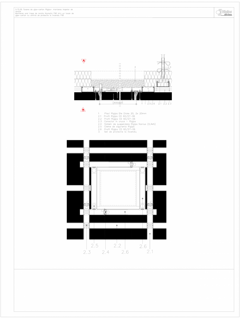 Pagina 1-CAD-DWG Tavane de gips-carton Rigips- montarea trapelor de revizie 5.75.05 - foc Saint-Gobain Rigips...