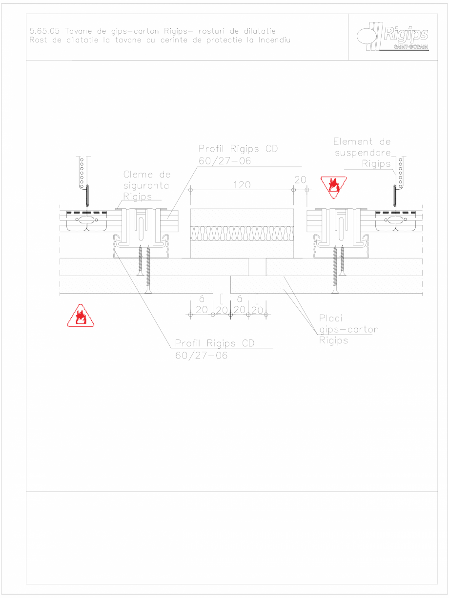 Pagina 1-CAD-DWG Tavane de gips-carton Rigips- rosturi de dilatatie 5.65.05 - foc Saint-Gobain Rigips Detaliu...