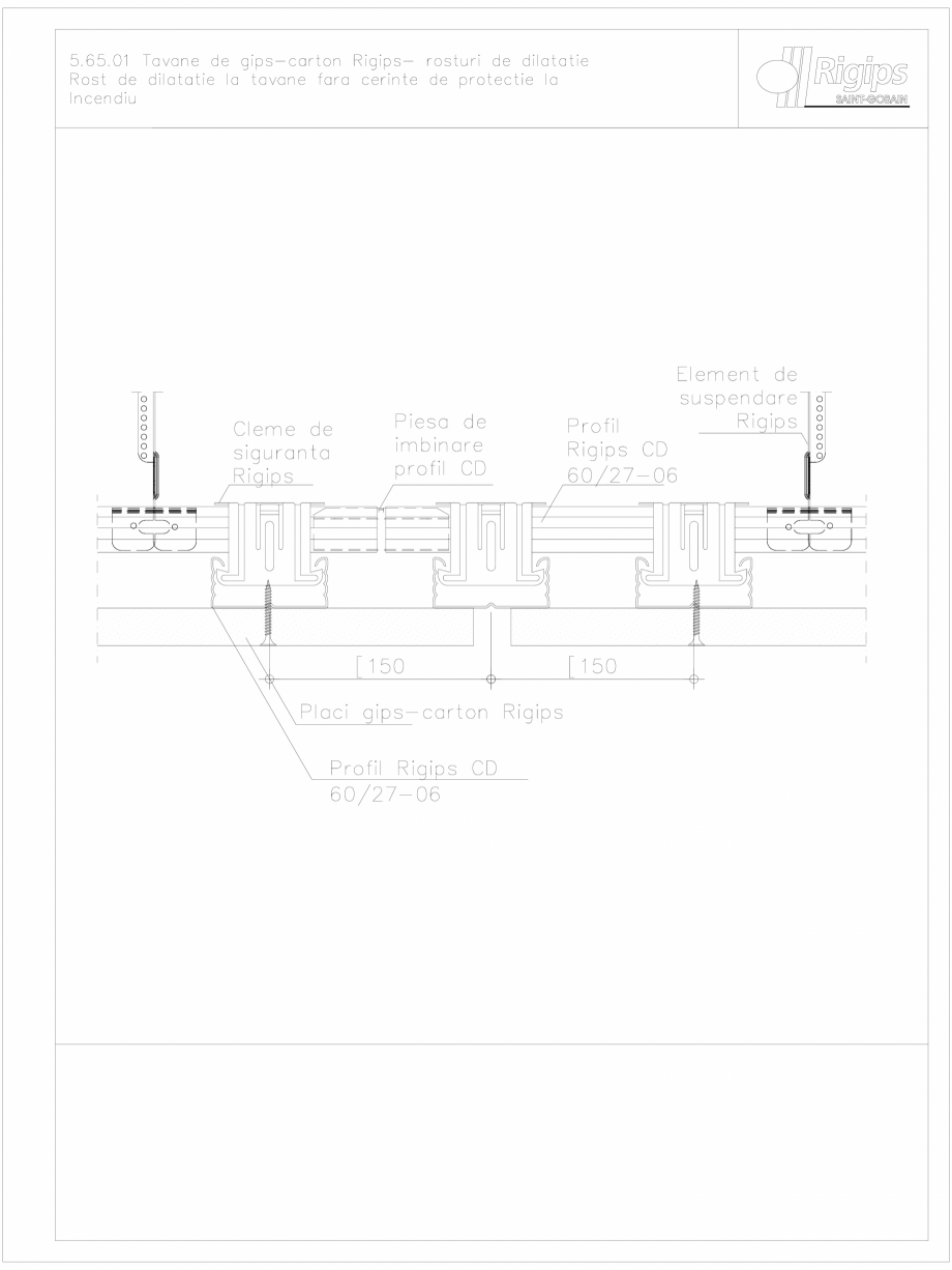 Pagina 1-CAD-DWG Tavane de gips-carton Rigips- rosturi de dilatatie 5.65.01 - foc Saint-Gobain Rigips Detaliu...