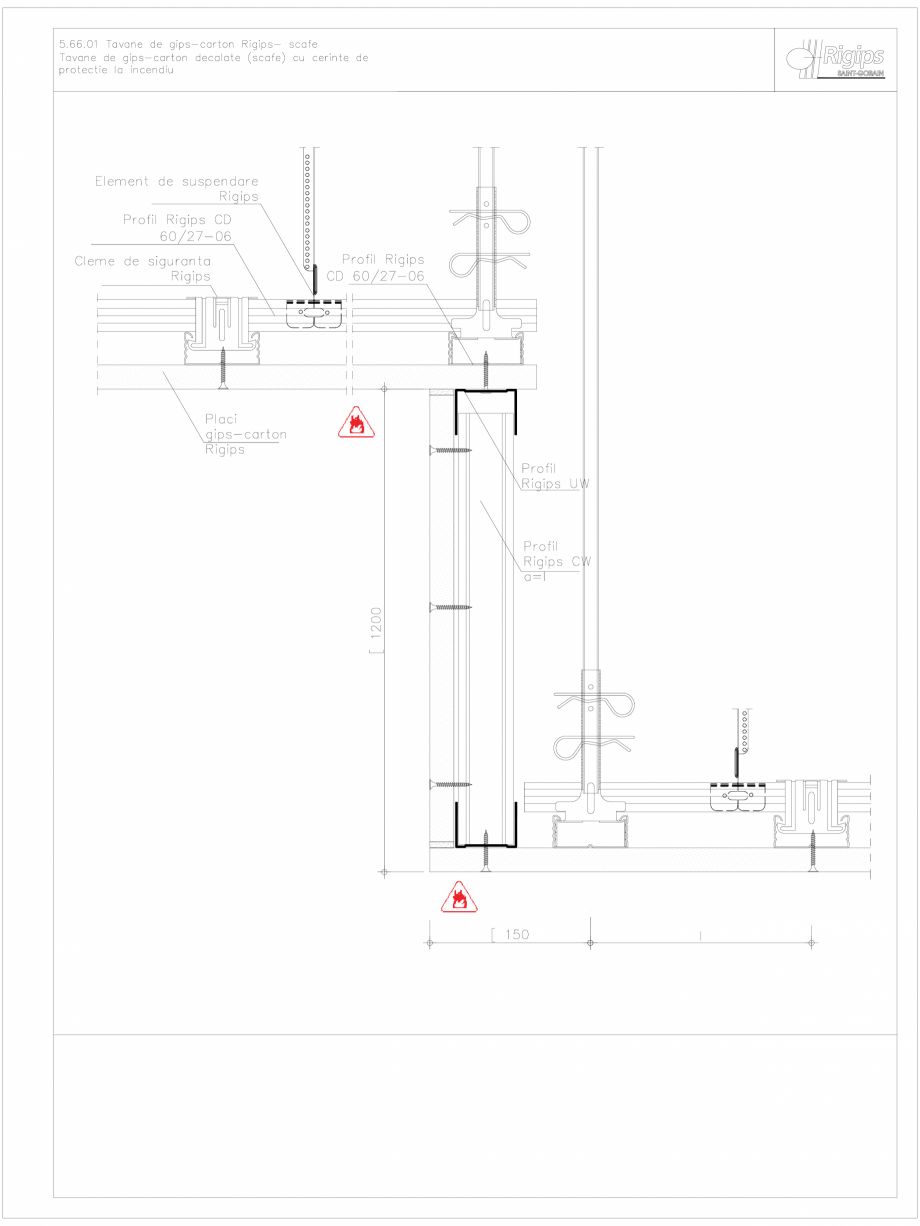 Pagina 1-CAD-DWG Tavane de gips-carton Rigips- scafe 5.66.01 - foc Saint-Gobain Rigips Detaliu de montaj 