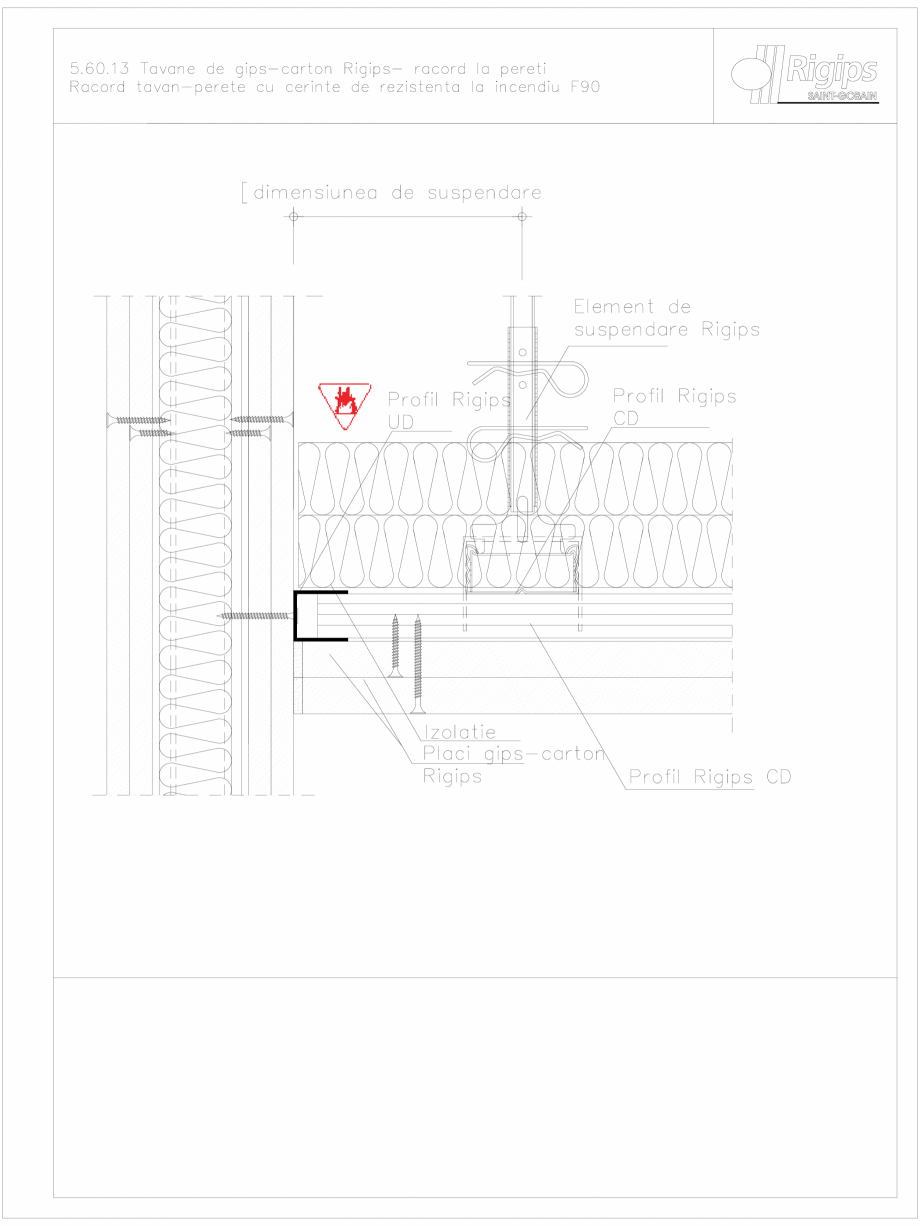 Pagina 1-CAD-DWG Tavane de gips-carton Rigips- racord la pereti 5.60.13 - foc Saint-Gobain Rigips Detaliu de ...