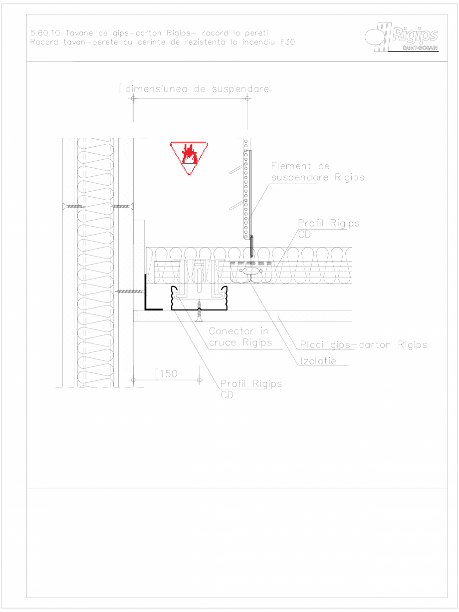 Pagina 1-CAD-DWG Tavane de gips-carton Rigips- racord la pereti 5.60.10 - foc Saint-Gobain Rigips Detaliu de ...