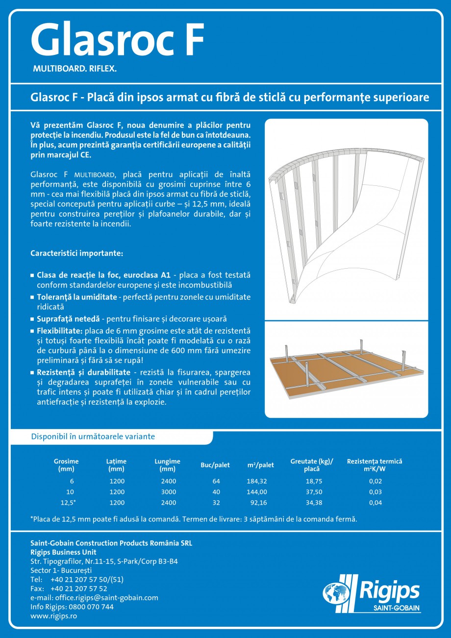 Pagina 1-Placa din ipsos armat cu fibra de sticla
 Saint-Gobain Rigips Glasroc® F Riflex Fisa tehnica...