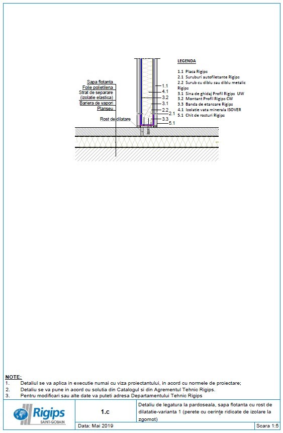 Pagina 1-CAD-DWG Detaliu de legatura la pardoseala sapa flotanta cu rost de dilatatie - Varianta 1: Perete cu...
