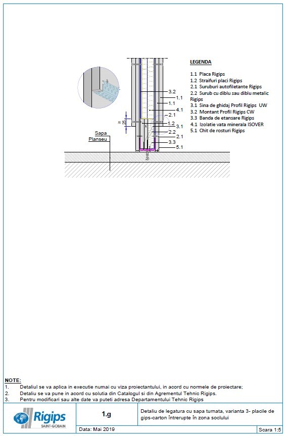 Pagina 1-CAD-DWG Detaliu de legatura cu sapa turnata - Varianta 3: Placile de gips carton intrerupte in zona ...
