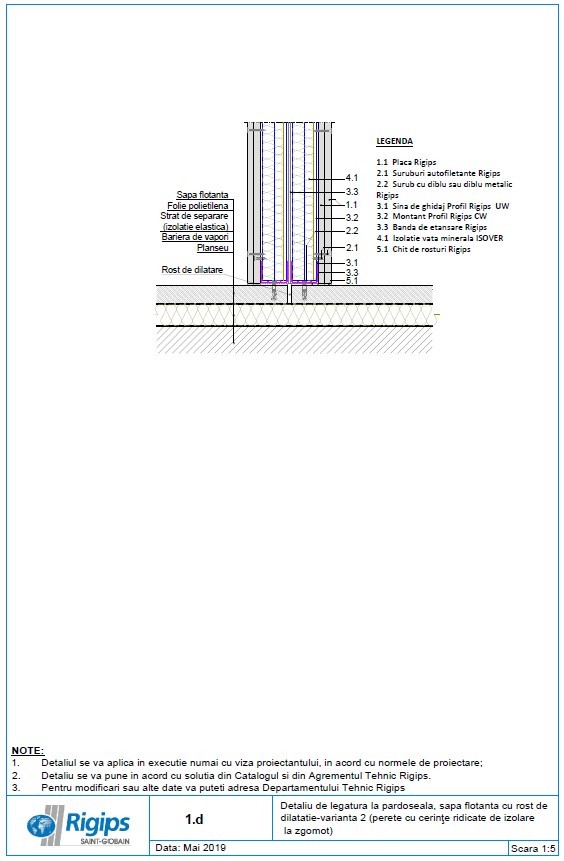 Pagina 1-CAD-DWG Detaliu de legatura la pardoseala sapa flotanta cu rost de dilatatie - Varianta 2: Perete cu...