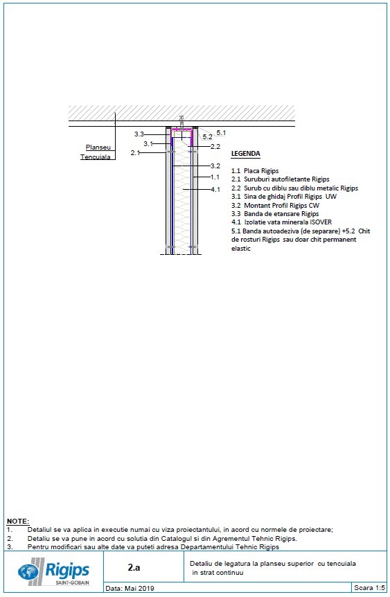 Pagina 1-CAD-DWG Detaliu de legatura la planseu superior cu tencuiala in strat continuu Saint-Gobain Rigips...