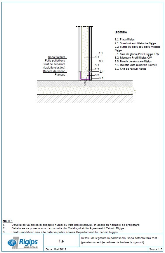 Pagina 1-CAD-DWG Detaliu de legatura la pardoseala sapa flotanta fara rost: Perete cu cerinte reduse de...