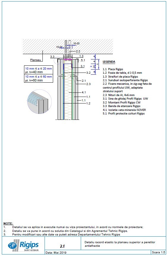 Pagina 1-CAD-DWG Detaliu racord elastic la planseu superior a peretilor antiefractie Saint-Gobain Rigips...