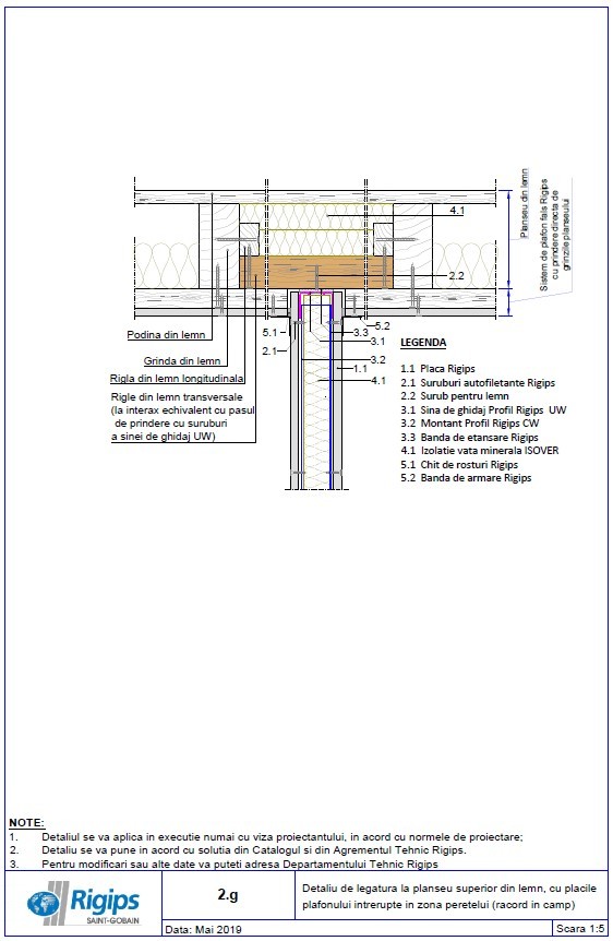 Pagina 1-CAD-DWG Detaliu de legatura la planseu superior din lemn cu placile plafonului intrerupte in zona...