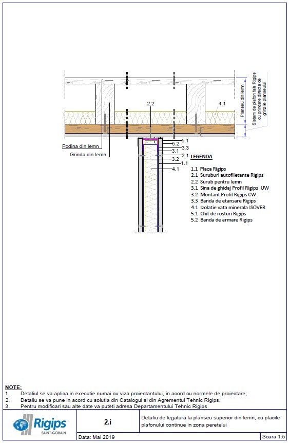 Pagina 1-CAD-DWG Detaliu de legatura la planseu superior din lemn cu placile plafonului continue in zona...