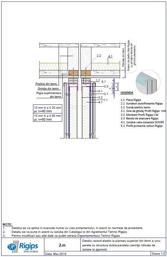 Pagina 1-CAD-DWG Detaliu racord elastic la planseu superior din lemn a unui perete cu structura dubla...