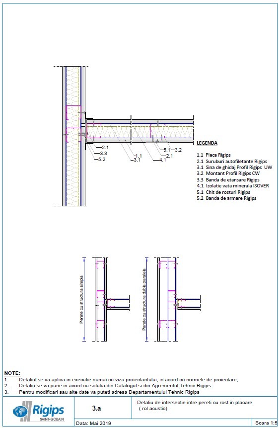 Pagina 1-CAD-DWG Detaliu de intersectie intre pereti cu rost in placare - rol acustic Saint-Gobain Rigips...