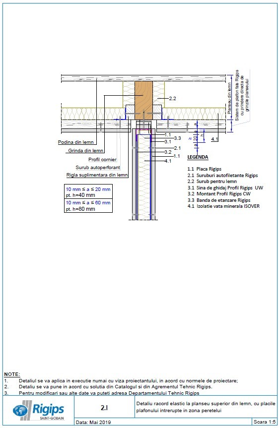 Pagina 1-CAD-DWG Detaliu racord elastic la planseu superior din lemn cu placile plafonului intrerupte in zona...