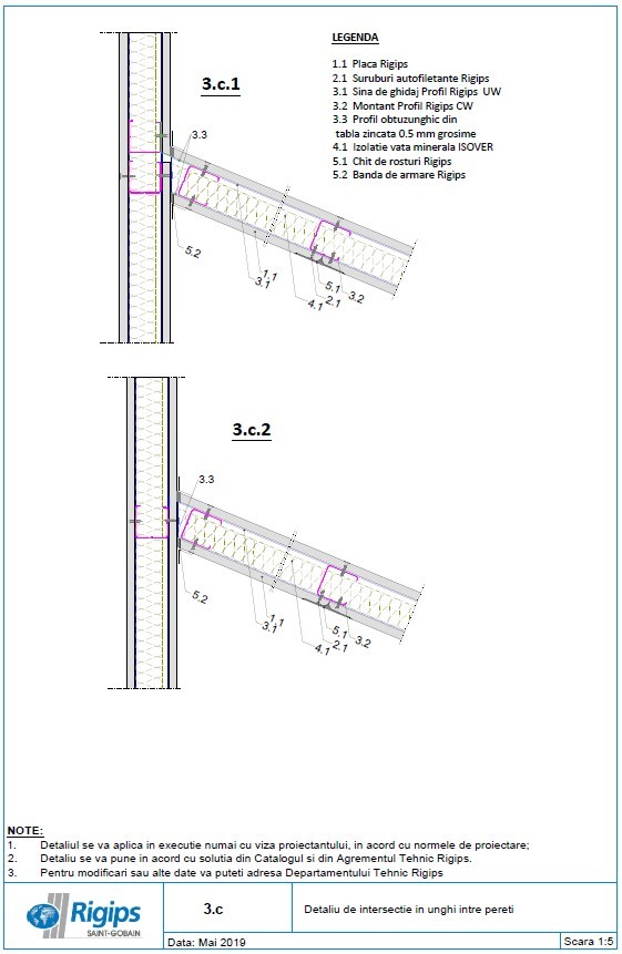 Pagina 1-CAD-DWG Detaliu de intersectie in unghi intre pereti Saint-Gobain Rigips Detaliu de produs Rigidur H...