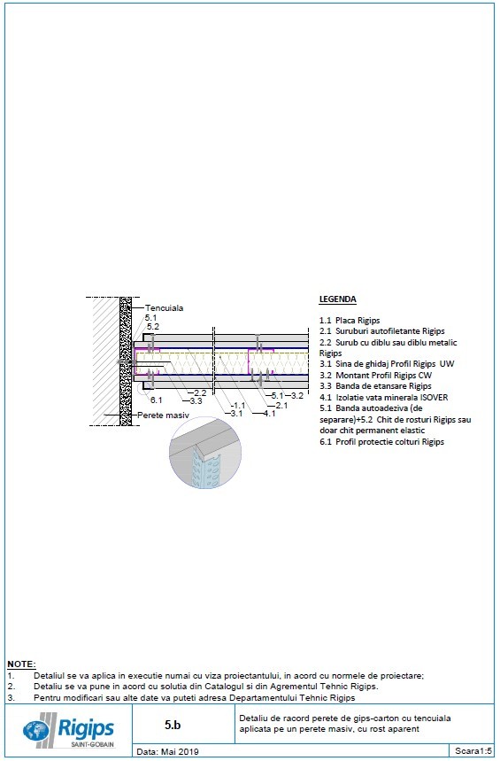 Pagina 1-CAD-DWG Detaliu de racord perete de gips carton cu tencuiala aplicata pe un perete masiv cu rost...
