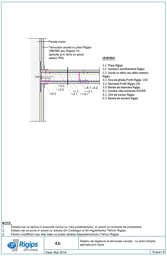 Pagina 1-CAD-DWG Detaliu de legatura la tencuiala uscata cu placi simple aplicata prin lipire Saint-Gobain...