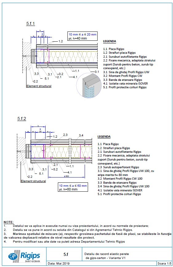 Pagina 1-CAD-DWG Detaliu de racord elastic perete de gips carton: Varianta V1 Saint-Gobain Rigips Detaliu de ...