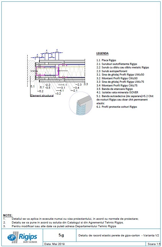 Pagina 1-CAD-DWG Detaliu de racord elastic perete de gips carton: Varianta V2 Saint-Gobain Rigips Detaliu de ...