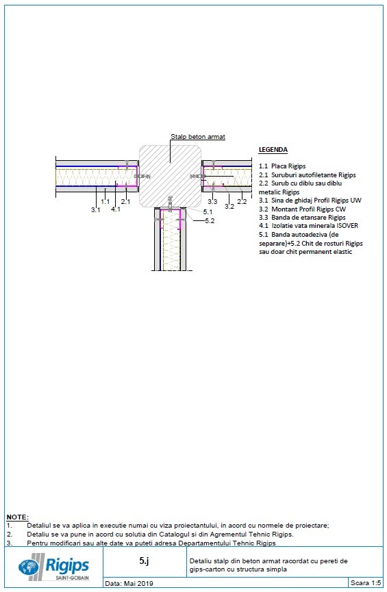 Pagina 1-CAD-DWG Detaliu stalp din beton armat racordat cu pereti de gips carton cu structura simpla...