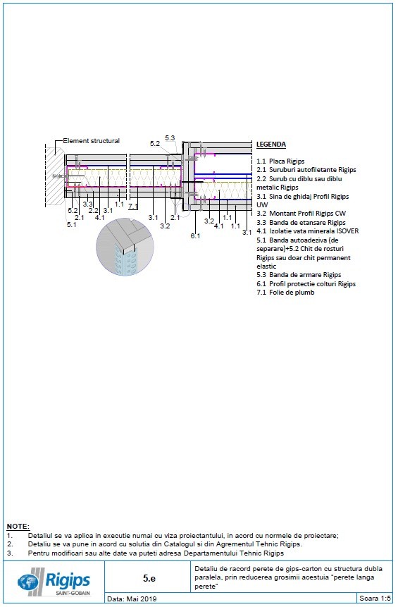 Pagina 1-CAD-DWG Detaliu de racord perete de gips carton cu structura dubla paralela prin reducerea grosimii ...