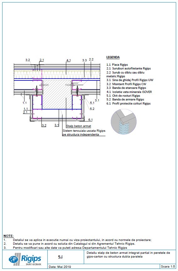 Pagina 1-CAD-DWG Detaliu stalp de beton armat integrat partial in peretele de gips carton cu structura dubla ...