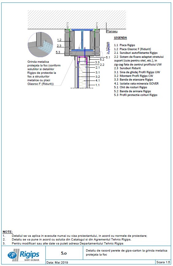 Pagina 1-CAD-DWG Detaliu de racord perete de gips carton la grinda metalica protejata la foc Saint-Gobain...