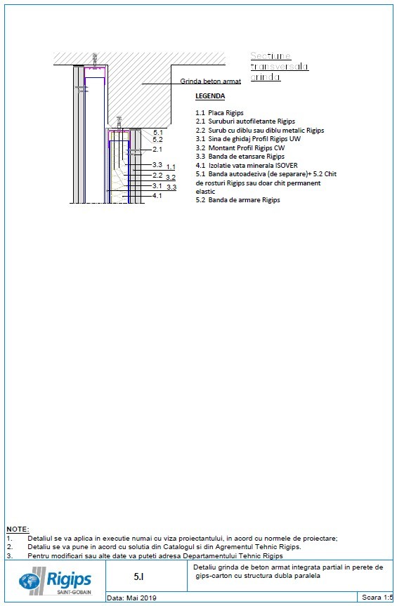 Pagina 1-CAD-DWG Detaliu grinda de beton armat integrata partial in perete de gips carton cu structura dubla ...