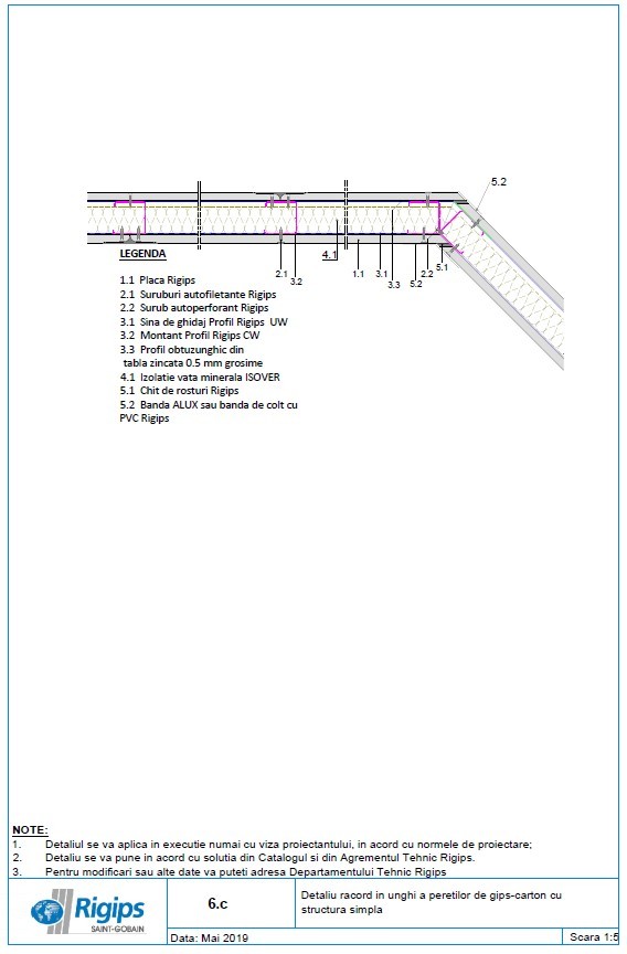 Pagina 1-CAD-DWG Detaliu racord in unghi a peretilor de gips carton cu structura simpla Saint-Gobain Rigips...